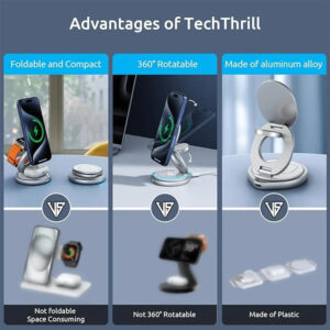 Magnetic Charging Stand with 3-in-1 Rotating Features