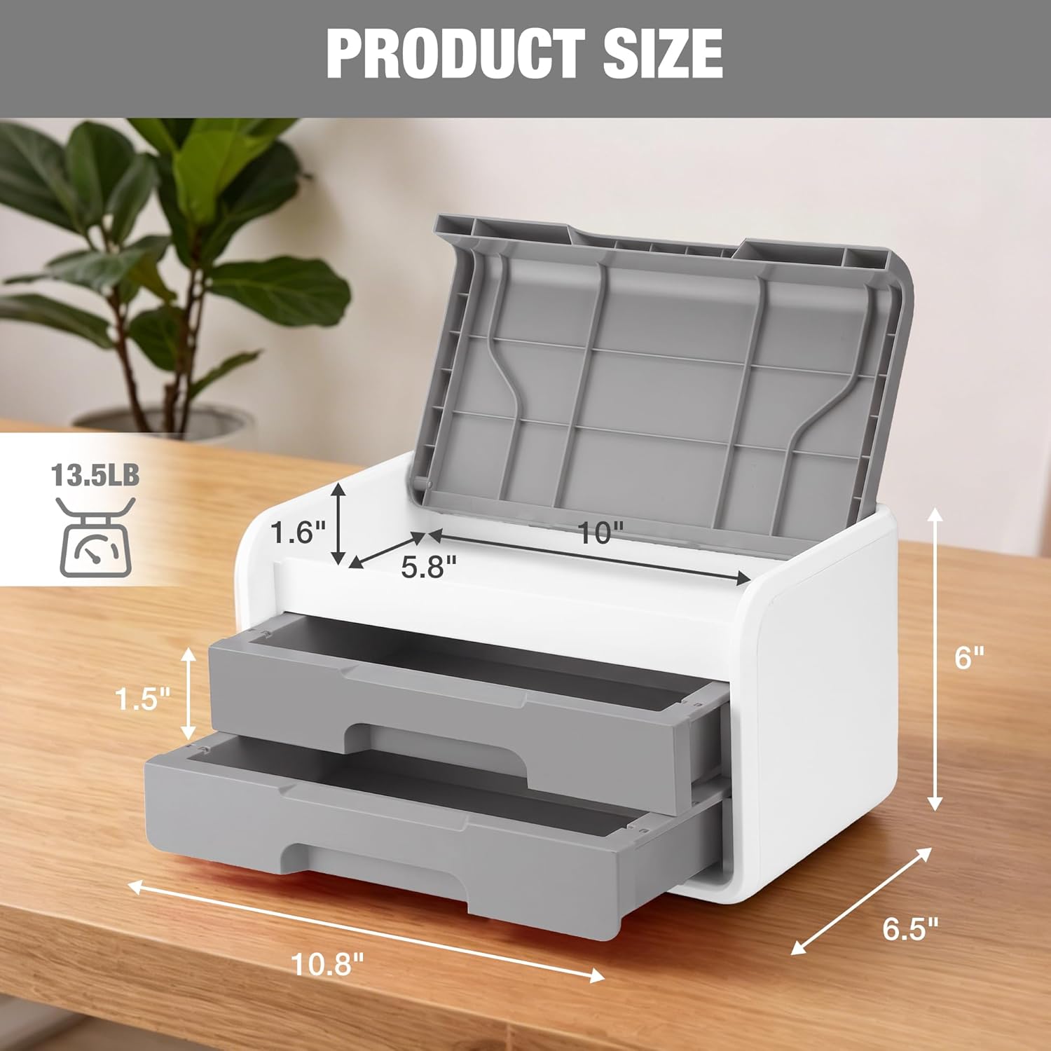 WORKPRO Mini Plastic Tool Box with 2-Drawer, Grey and White - Image 2