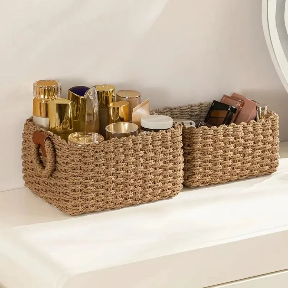 Storage Baskets Handwoven Rattan Set of 3 - Image 6