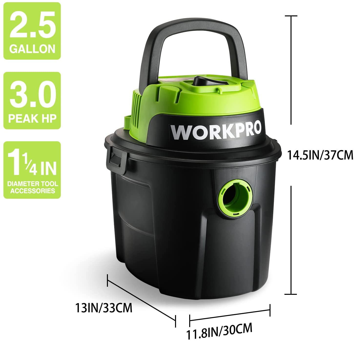 WORKPRO Wet/Dry Vacuum 2.5 Gallon 3 Peak Horsepower, Portable Shop Vacuum Cleaner for Home - Image 2