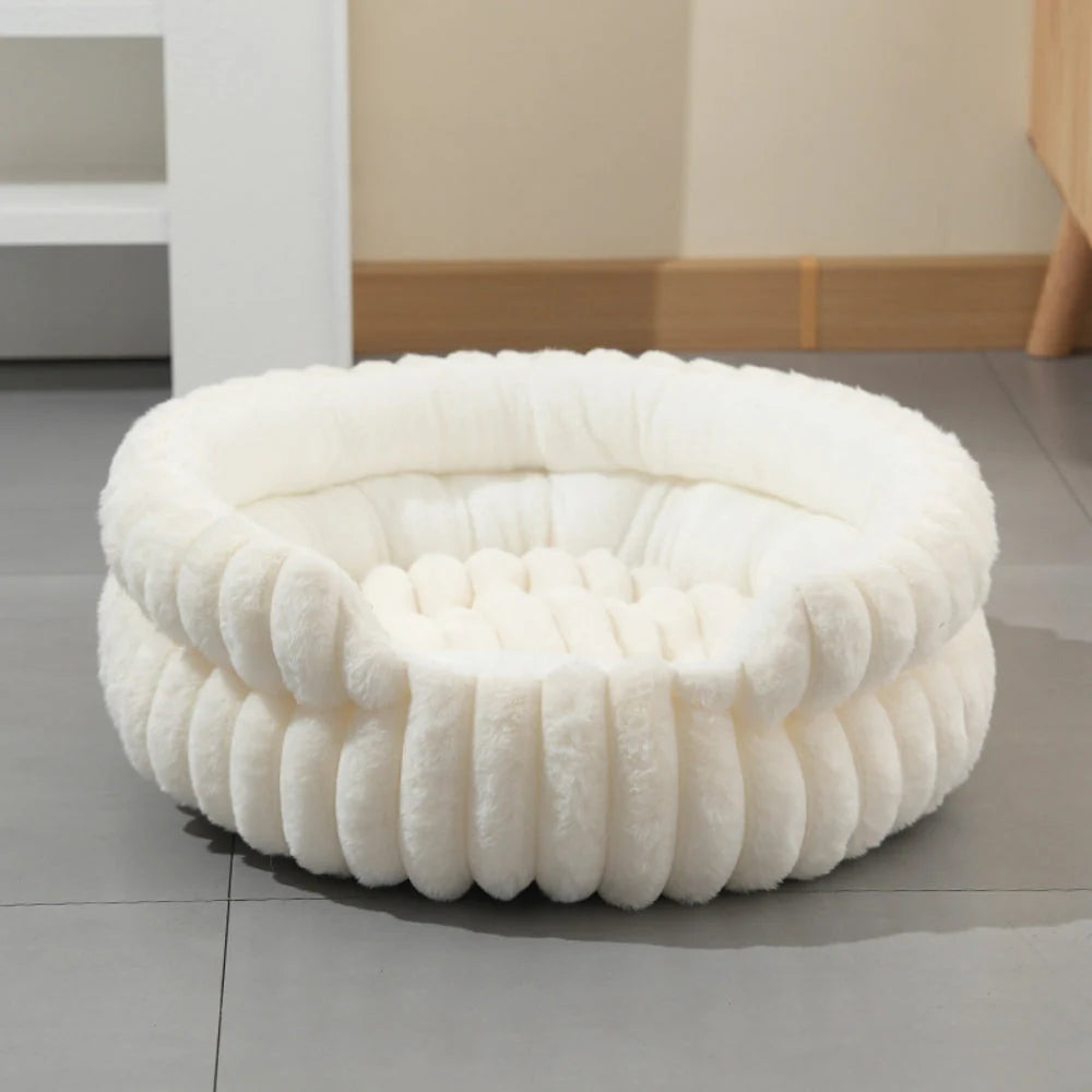 Donut Pet Bed Plush Raised Sides Removable Washable Mat - Image 2