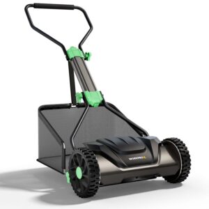 WORKPROX 16" Push Reel Lawn Mower with Grass Catcher, 5-Blade Manual Mower, Adjustable Height