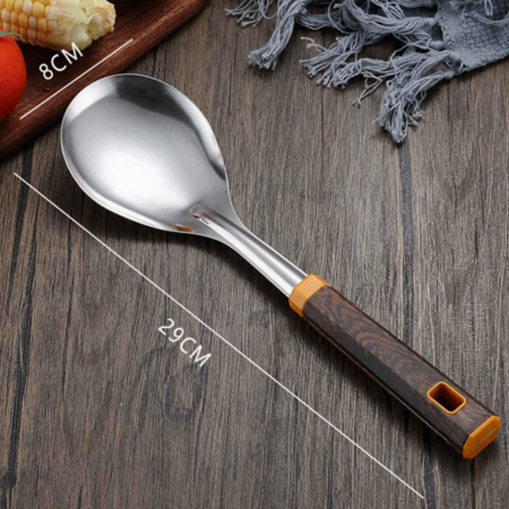 Cooking Utensil Set 304 Stainless Steel Wood-Grain Handles 6-Piece - Image 8