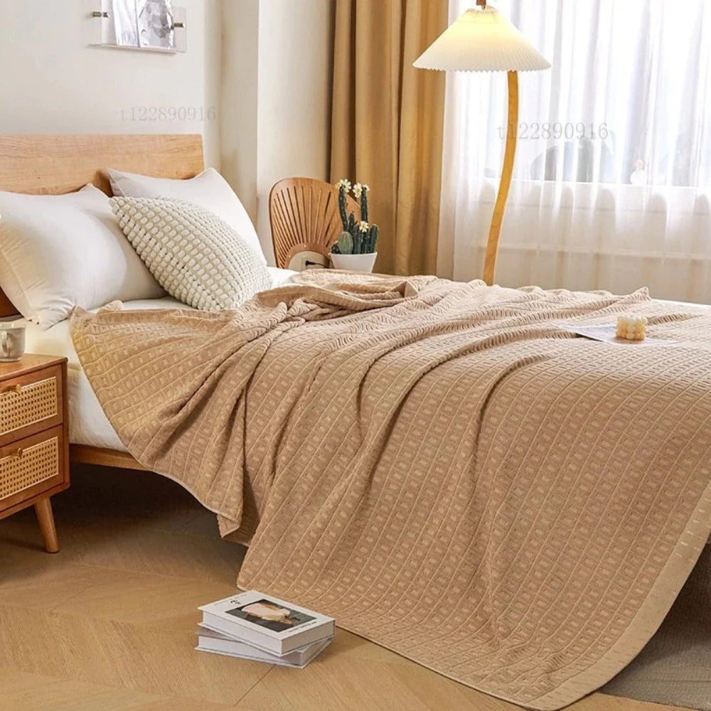 Bedspread Waffle Cotton Lightweight & Breathable Machine Washable - Image 3