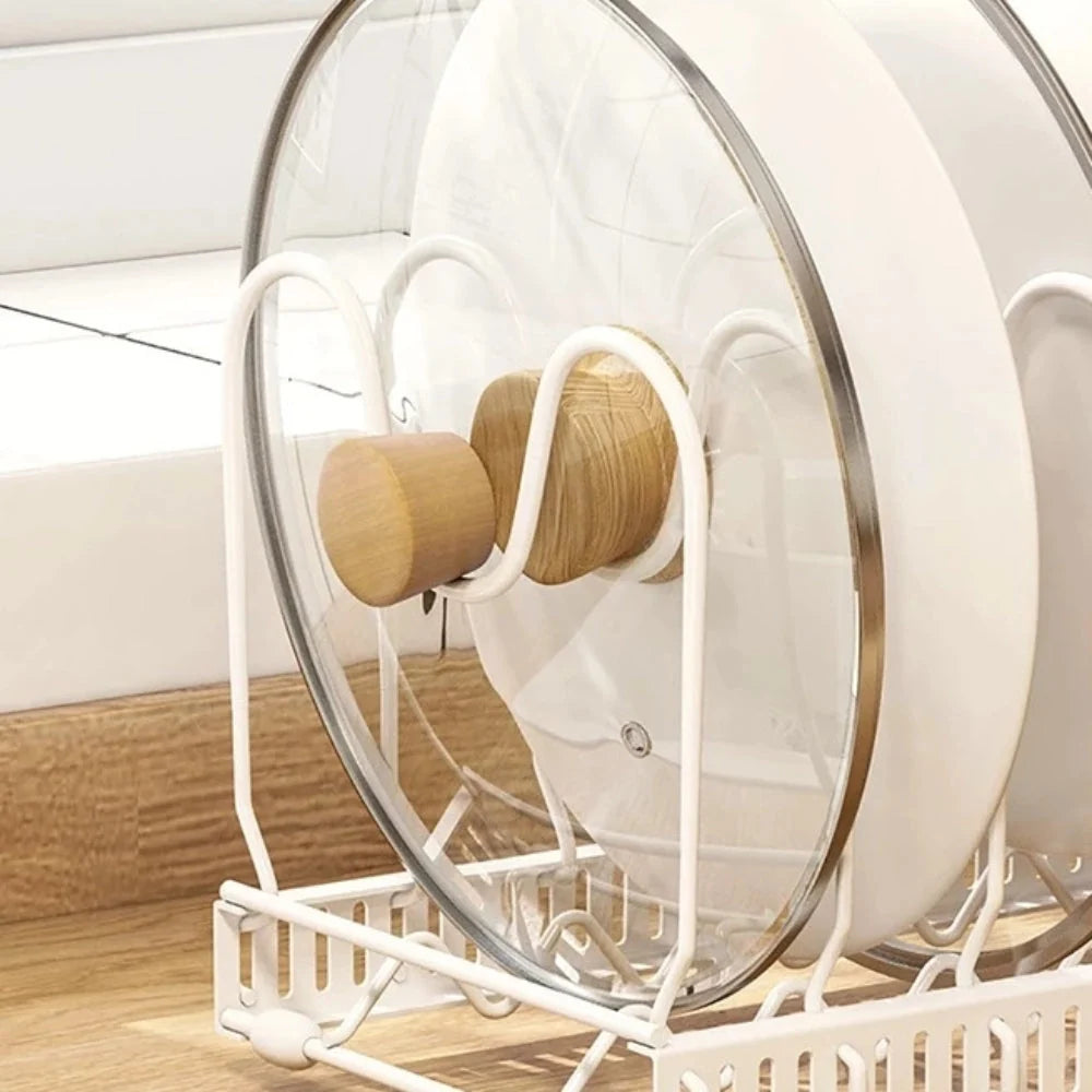 Pot Lid & Utensil Rack Adjustable Slots Durable Iron - Image 4