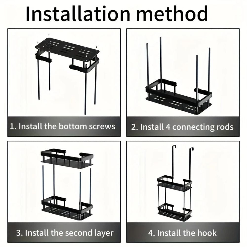 Bathroom Caddy Rack Wall-Mounted No-Drill Single Or Double Layer - Image 3