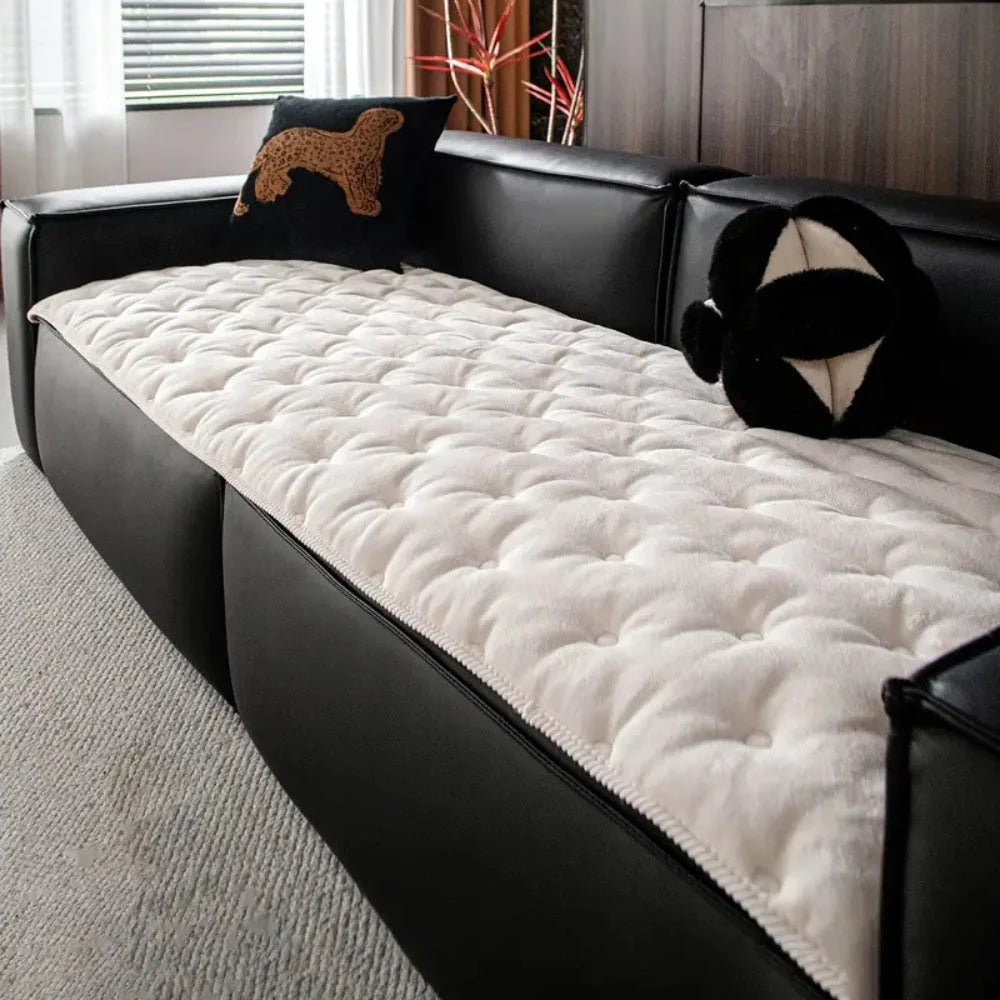 Sofa Cover Plush Button-Tufted Microfiber - Image 7