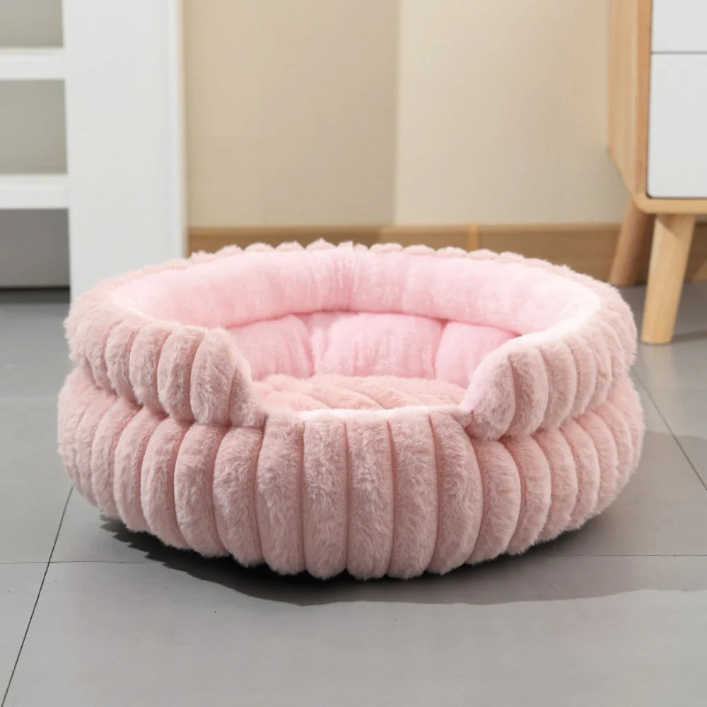 Donut Pet Bed Plush Raised Sides Removable Washable Mat - Image 3