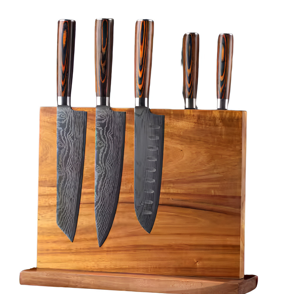Magnetic Knife Holder Double-Sided Solid Wood Holds 12 Knives - Image 5