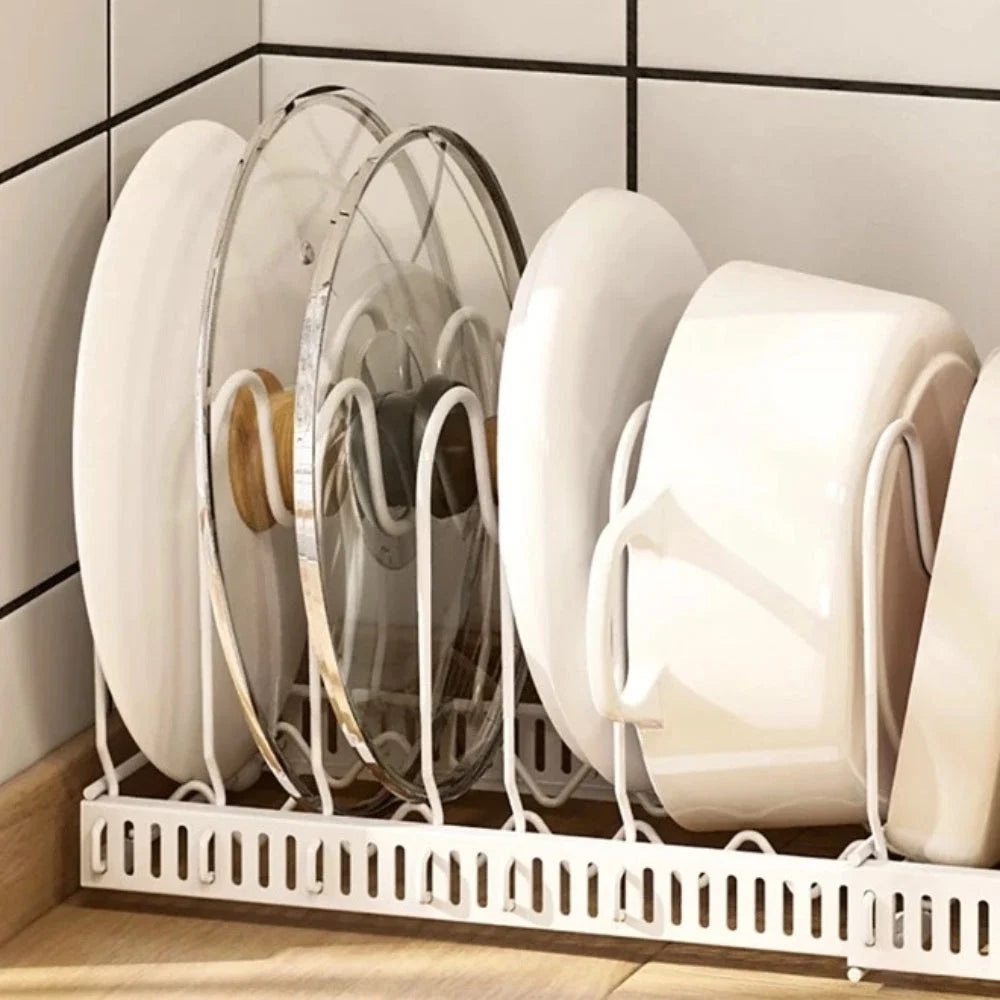Pot Lid & Utensil Rack Adjustable Slots Durable Iron - Image 3