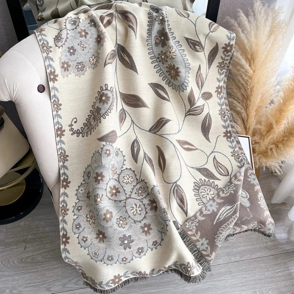 Shawl Scarf Double-Sided Floral Microfiber Blend - Image 7