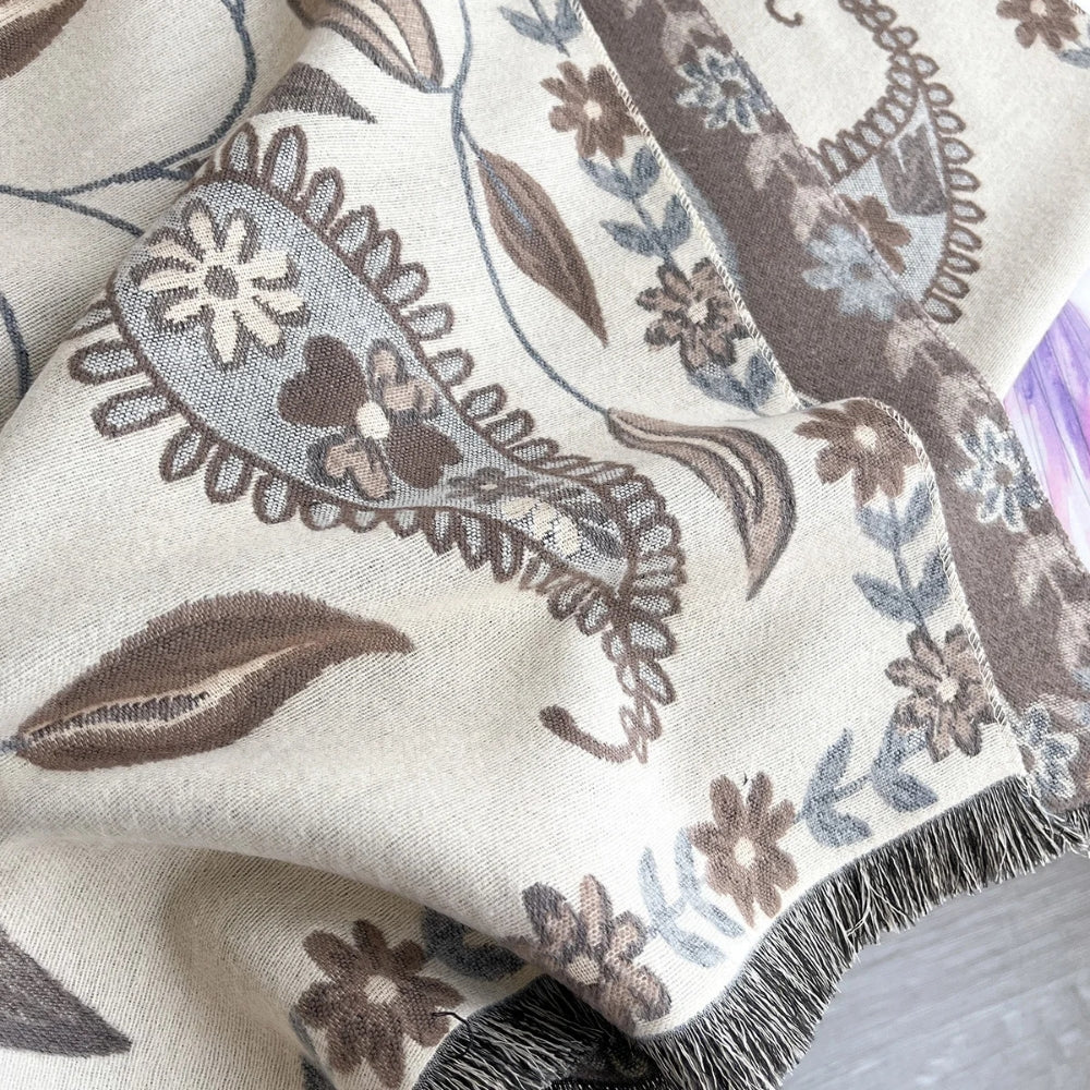 Shawl Scarf Double-Sided Floral Microfiber Blend - Image 8