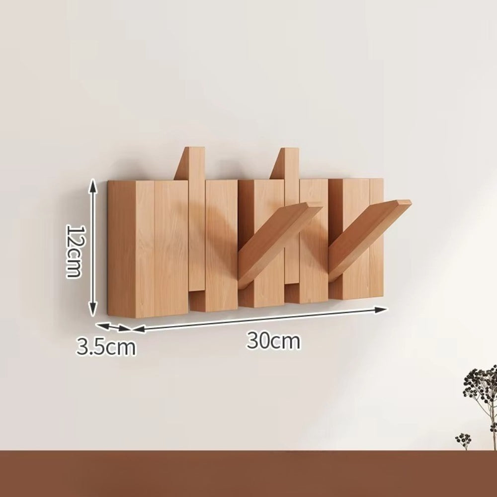Wall Hook Rack Foldable Piano-Key Natural Wood - Image 3