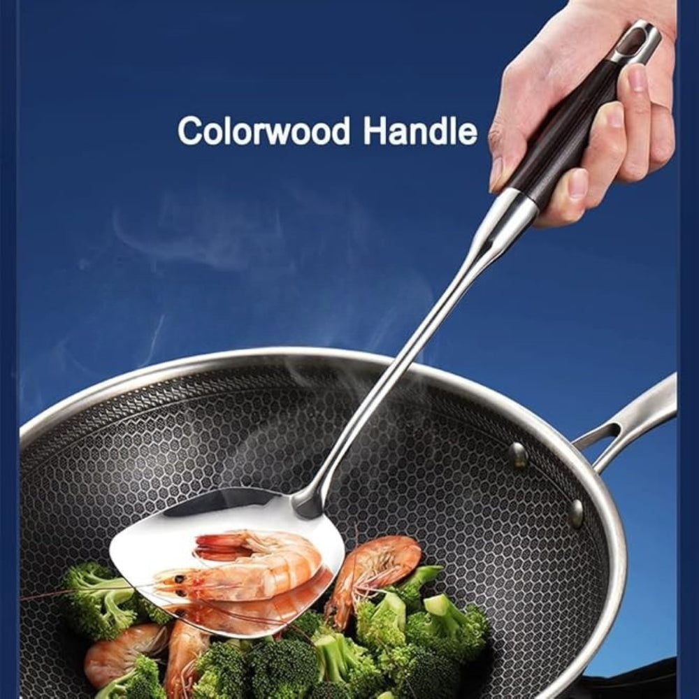 Utensil Set 6-Piece Stainless Steel Heads & Wooden Handles - Image 7