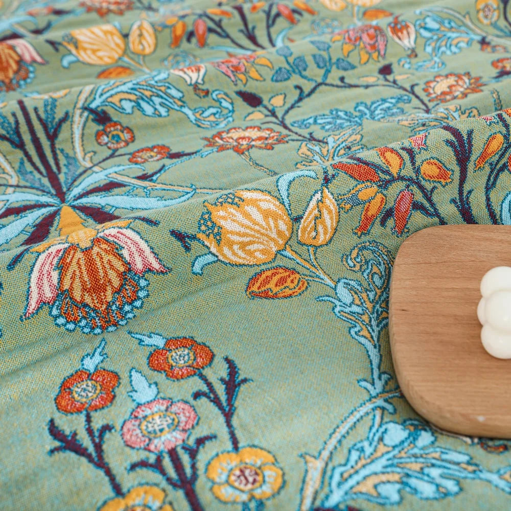 Blanket Reversible Cotton Jacquard Floral Tassels - Image 3