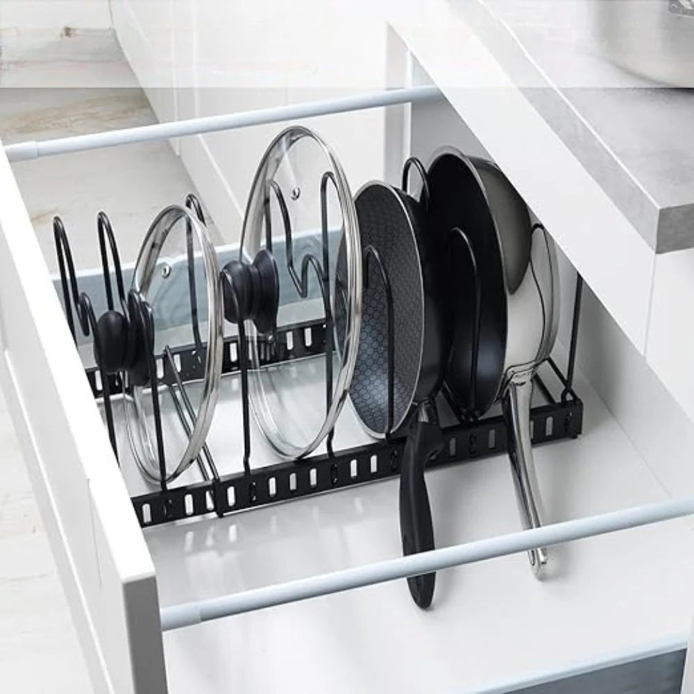 Pot Lid & Utensil Rack Adjustable Slots Durable Iron - Image 2