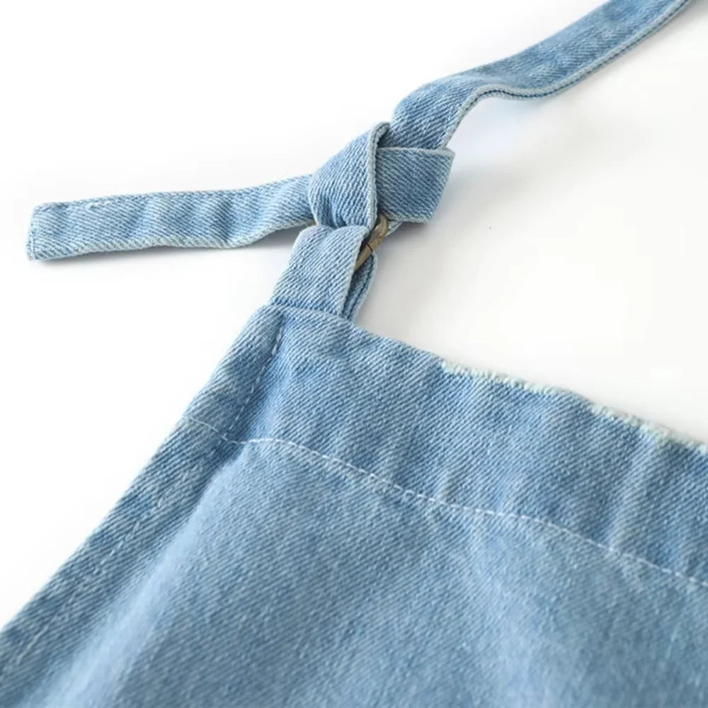 Kitchen Apron Cotton Denim Front Pocket Machine Washable - Image 9