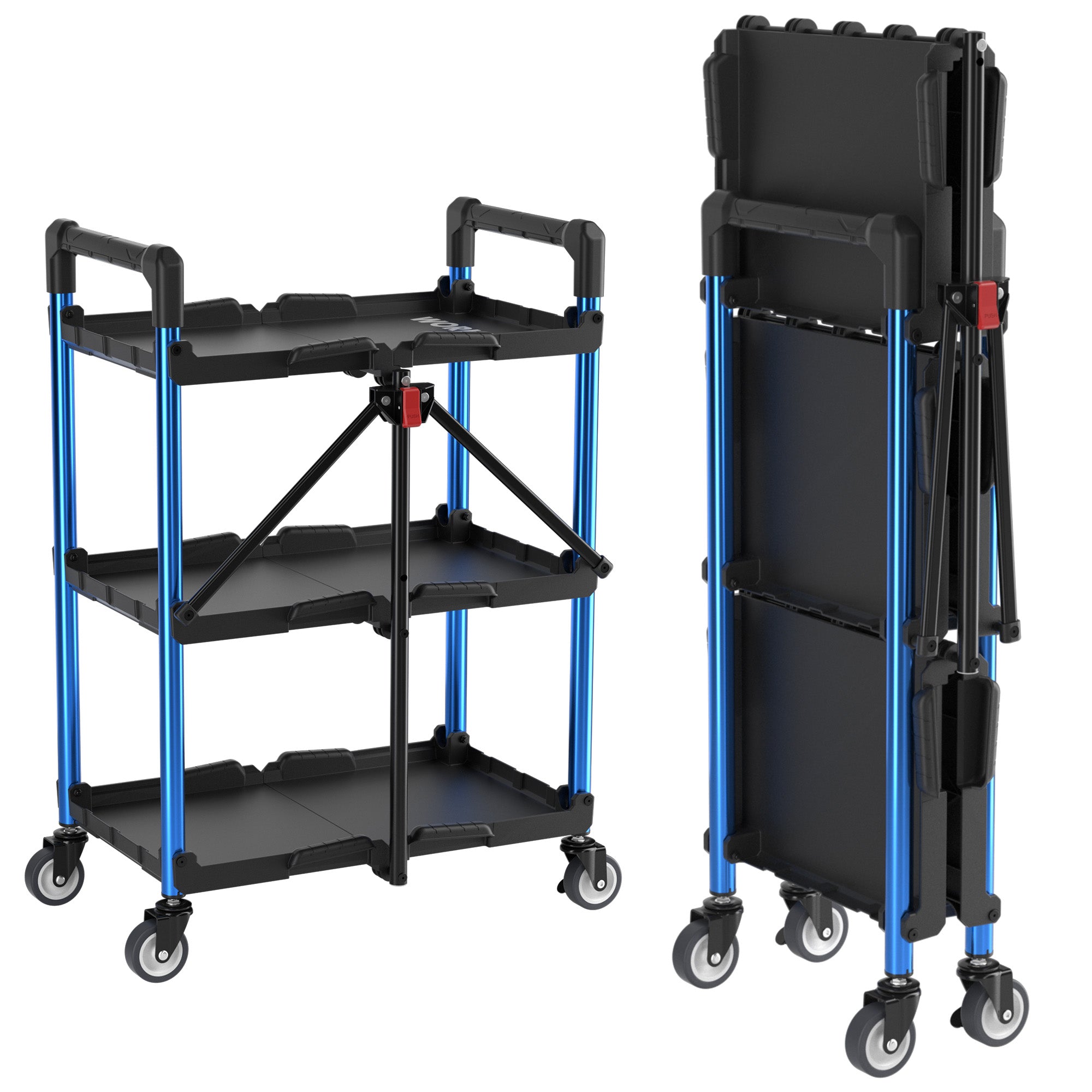 WORKPRO 3-Tier Collapsible Service Cart with Wheels, 210 LBS (No Assembly Required) - Image 8