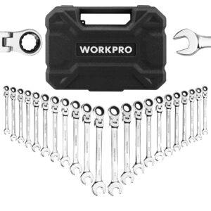 WORKPRO 22-Piece Flex-Head Ratcheting Combination Wrench Set
