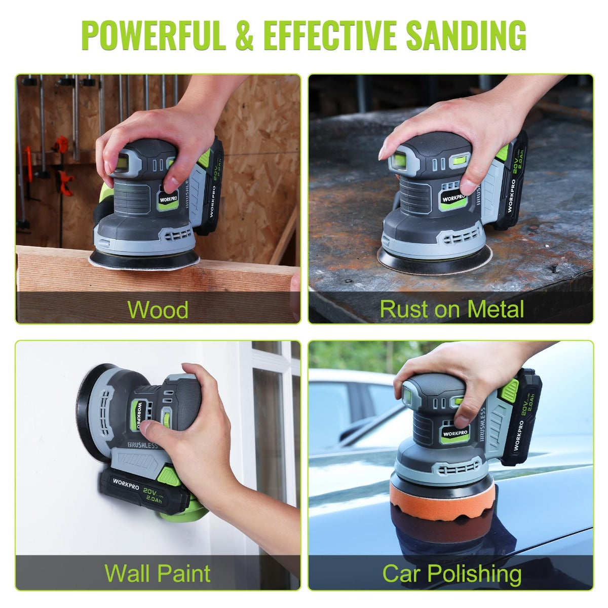 WORKPRO Brushless and Cordless 20V 5in Electric Orbit Sander - Image 8