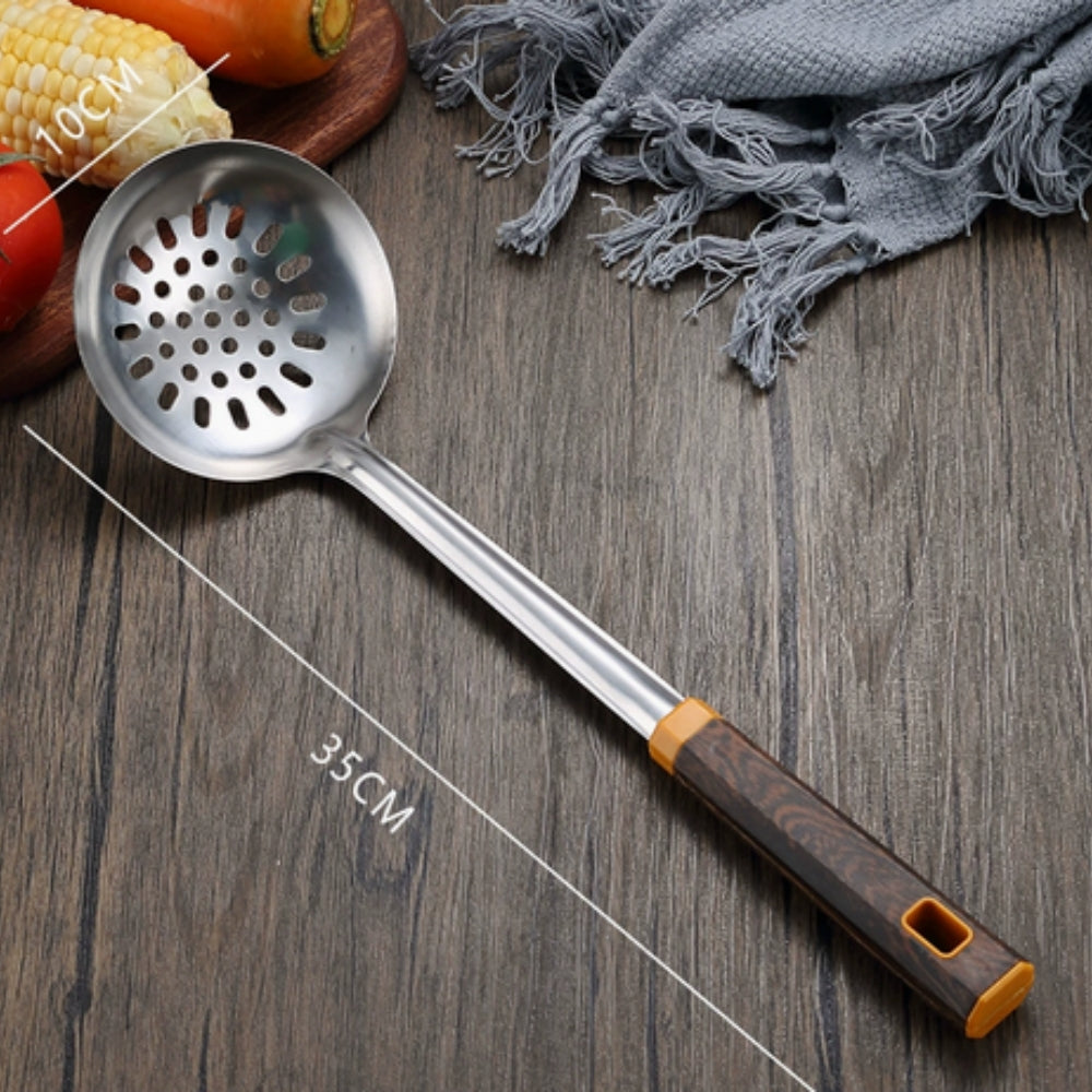 Cooking Utensil Set 304 Stainless Steel Wood-Grain Handles 6-Piece - Image 5