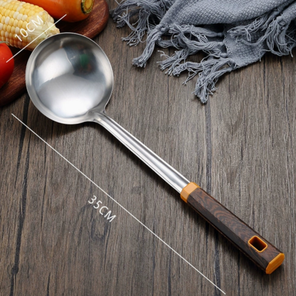 Cooking Utensil Set 304 Stainless Steel Wood-Grain Handles 6-Piece - Image 3
