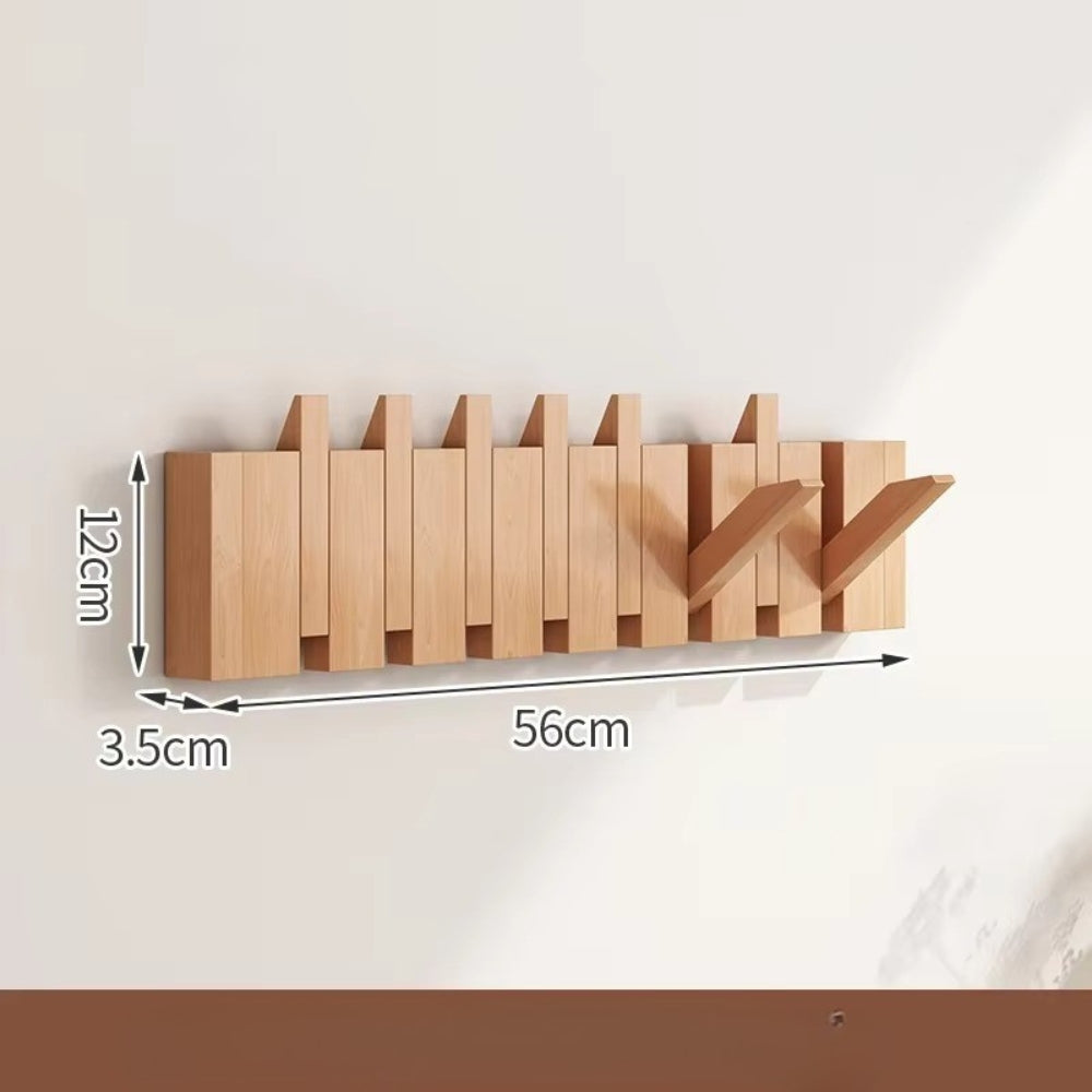 Wall Hook Rack Foldable Piano-Key Natural Wood - Image 5