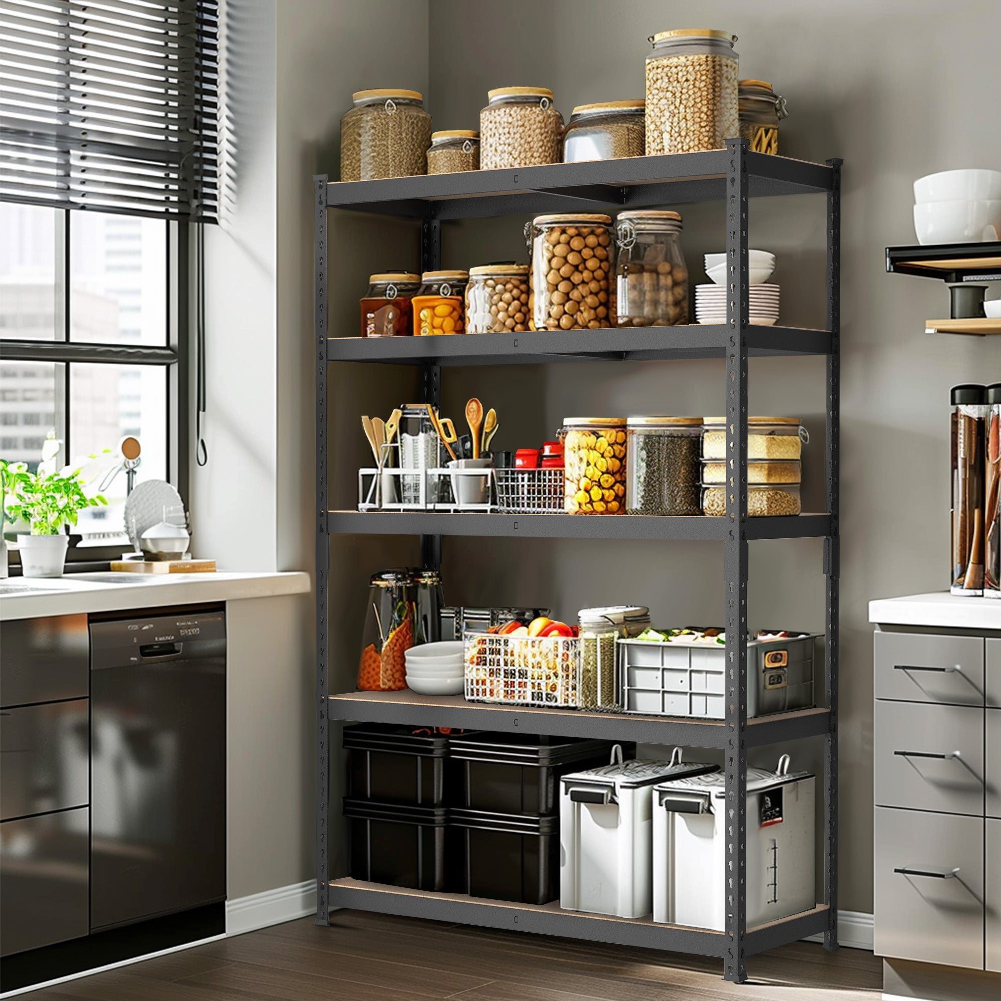 WORKPRO Adjustable 5-Tier Steel Shelving Unit, 35-3/10”W x 17-1/2”D x 72”H, Heavy Duty Shelf with MDF Board, 1650 lbs Load Capacity (Total) - Image 7