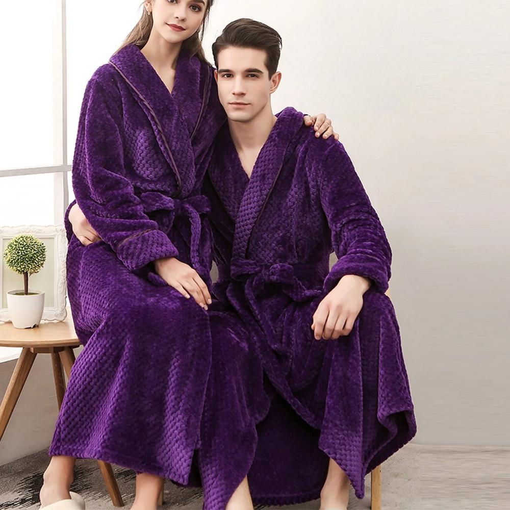 Bathrobe All-Season Soft Breathable Fleece Pockets & Belt - Image 14