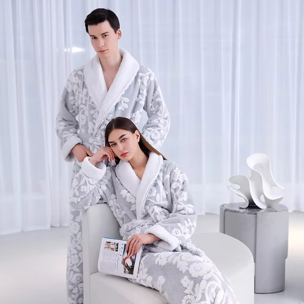 Bathrobe Double-Layer Jacquard Microfiber & Coral Fleece - Image 4