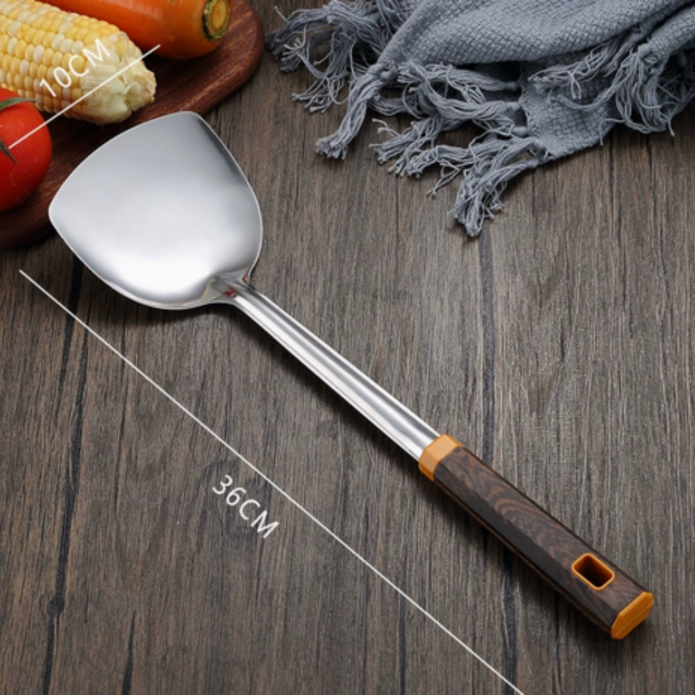 Cooking Utensil Set 304 Stainless Steel Wood-Grain Handles 6-Piece - Image 4