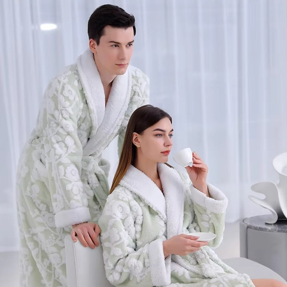 Bathrobe Double-Layer Jacquard Microfiber & Coral Fleece - Image 6