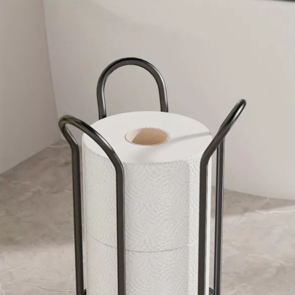 Toilet Paper Stand Chrome Plated Iron Holds Three Rolls - Image 10