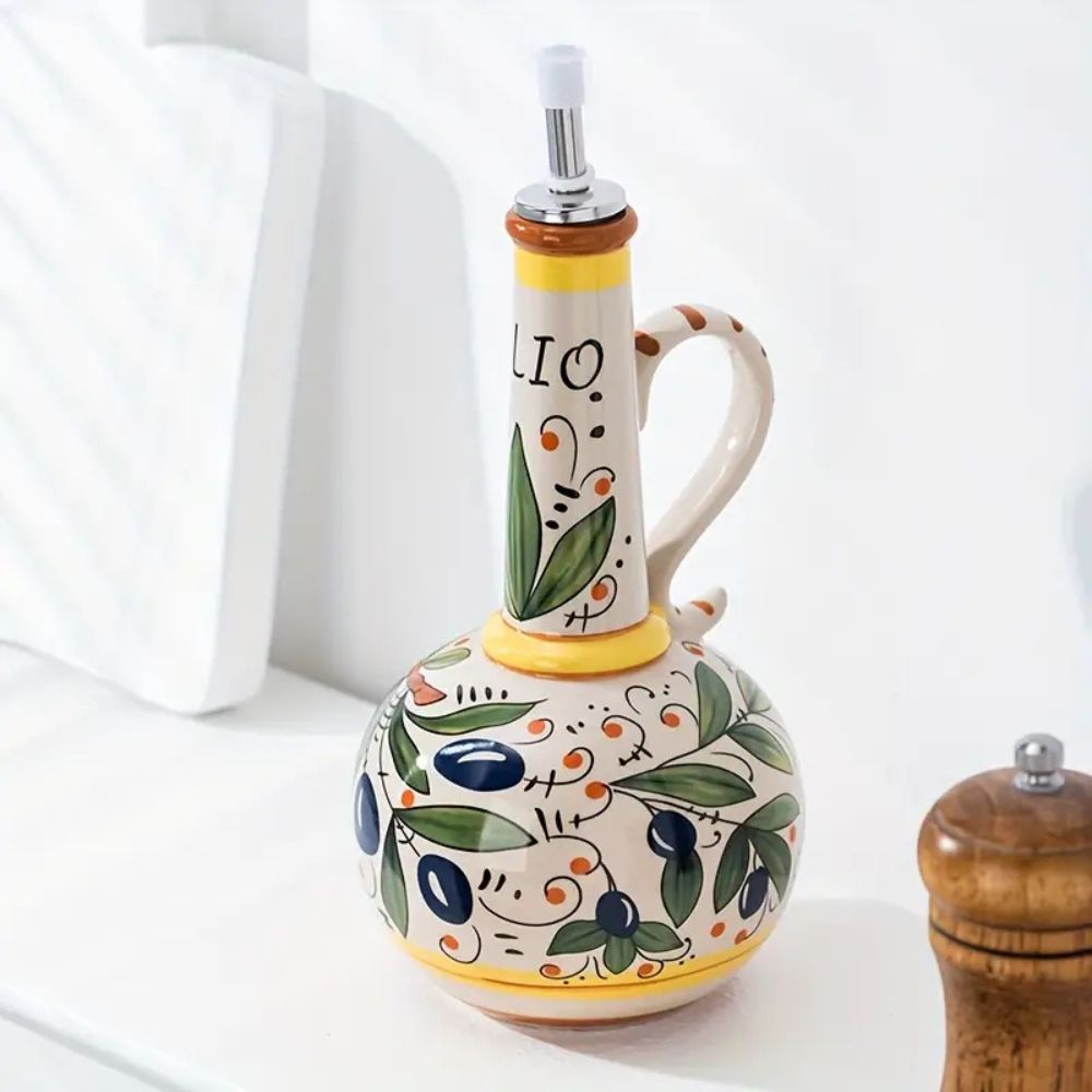 Oil Dispenser Ceramic Hand-Painted Leak-Proof Spout - Image 2