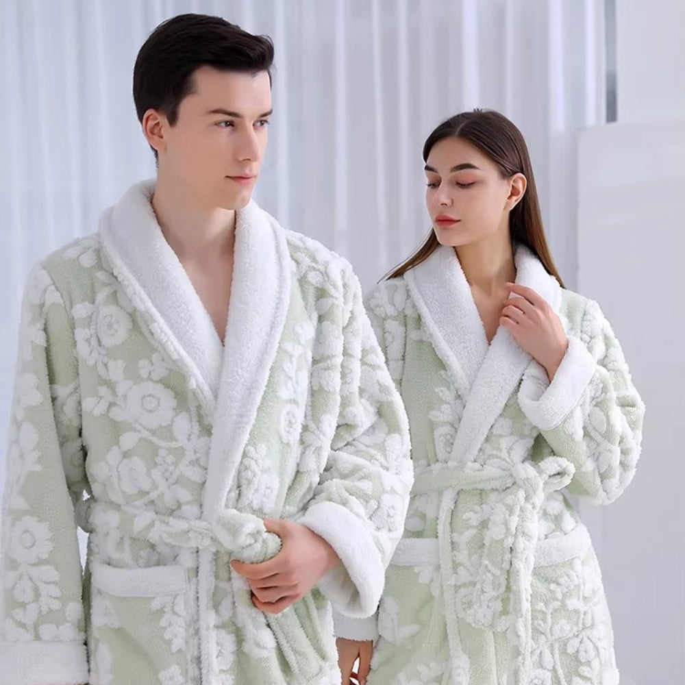 Bathrobe Double-Layer Jacquard Microfiber & Coral Fleece - Image 5