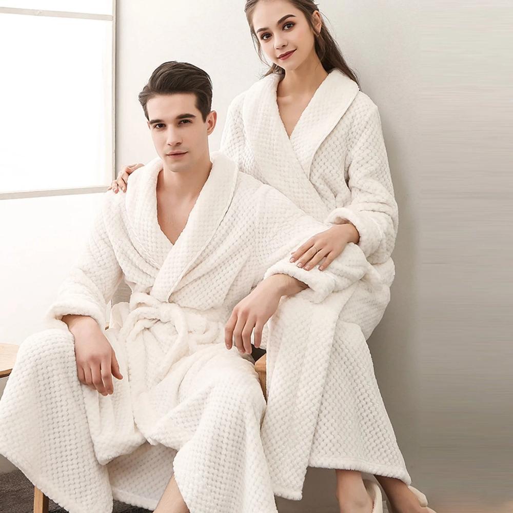 Bathrobe All-Season Soft Breathable Fleece Pockets & Belt - Image 15
