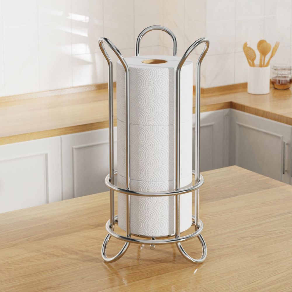 Toilet Paper Stand Chrome Plated Iron Holds Three Rolls - Image 5