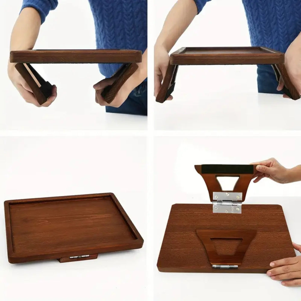 Clip-On Armrest Tray Bamboo Rubber-Grip Clamp - Image 8