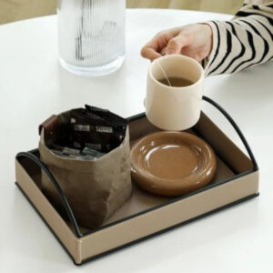 Display Tray Faux Leather Matte Finish Built-In Handles