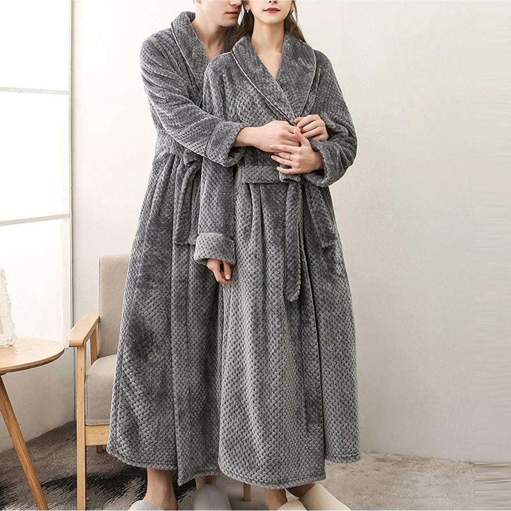Bathrobe All-Season Soft Breathable Fleece Pockets & Belt - Image 17