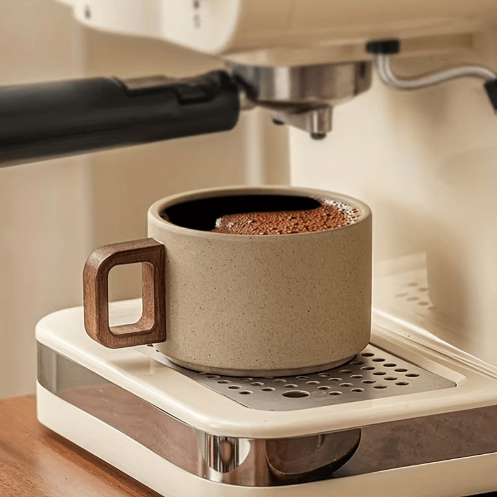 Stoneware Mug Wooden Handle Microwave Safe 250 ml - Image 2