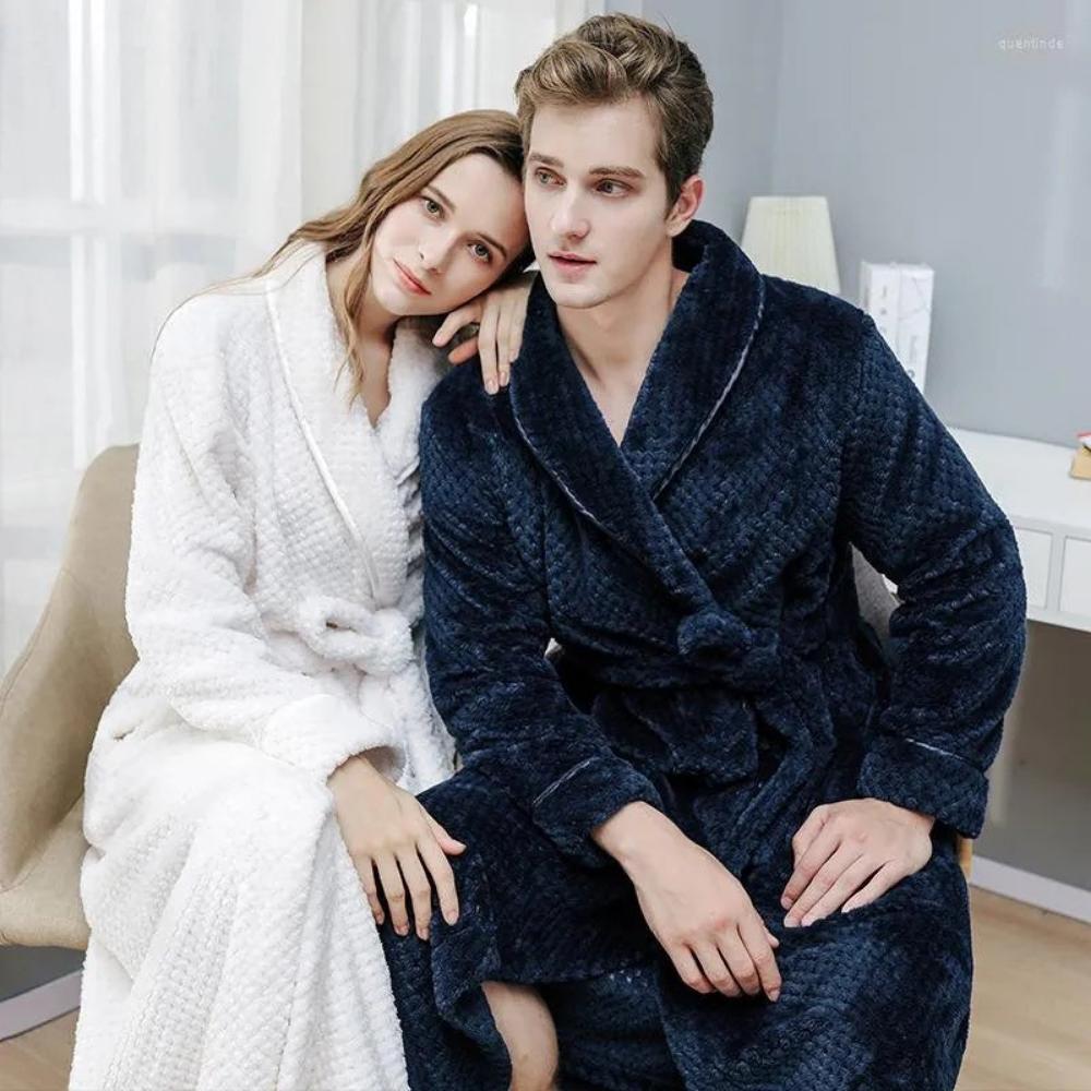 Bathrobe All-Season Soft Breathable Fleece Pockets & Belt - Image 2