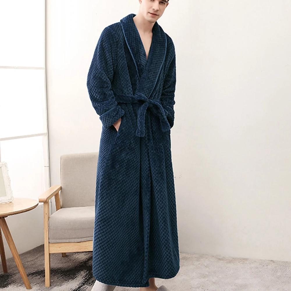 Bathrobe All-Season Soft Breathable Fleece Pockets & Belt - Image 12