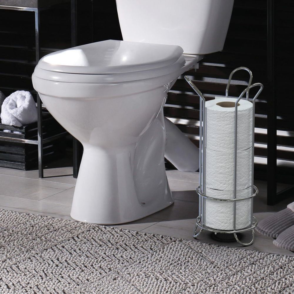 Toilet Paper Stand Chrome Plated Iron Holds Three Rolls - Image 4