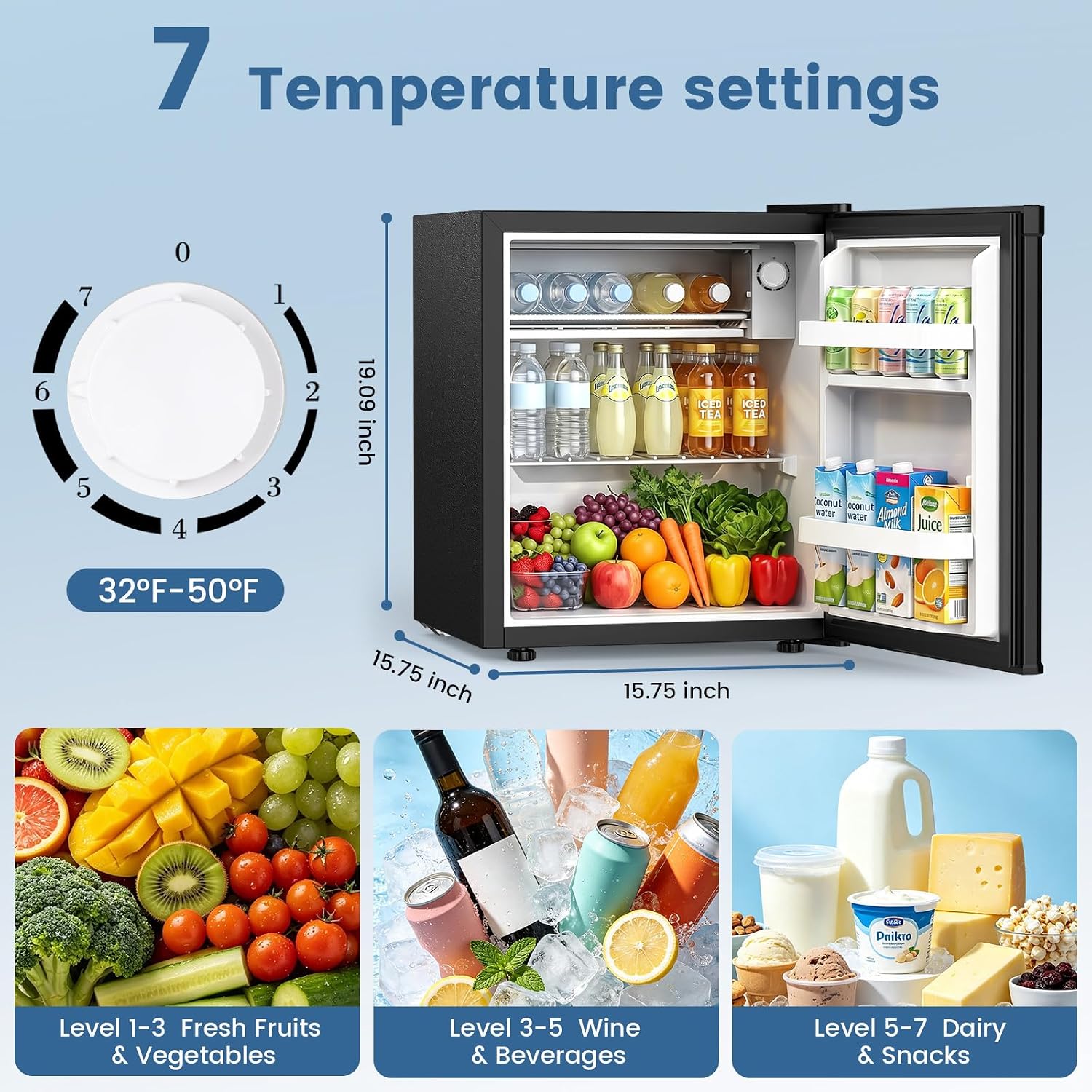 Kismile 1.3 Cu.Ft Mini Fridge, Single Door Compact Refrigerator RE5836 - Image 2
