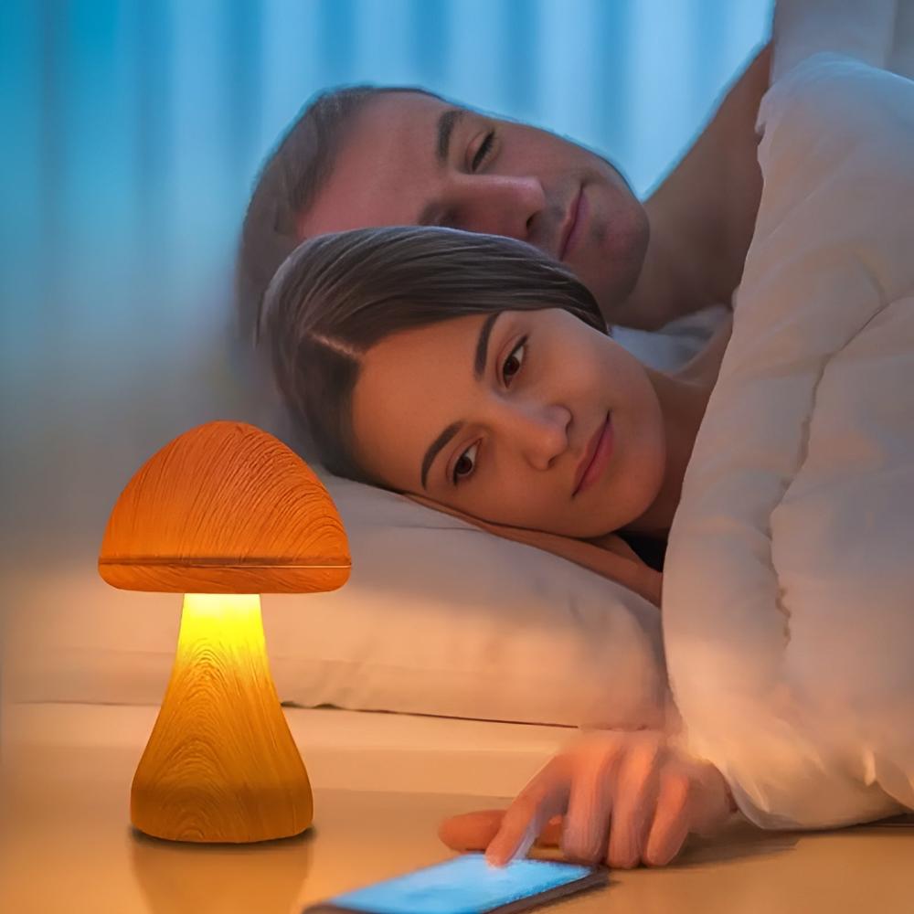 Mushroom Lamp Wood Grain USB-C Rechargeable - Image 2