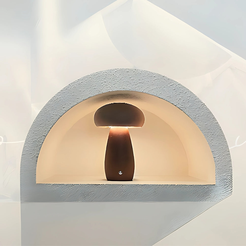 Mushroom Lamp Wood Grain USB-C Rechargeable - Image 12