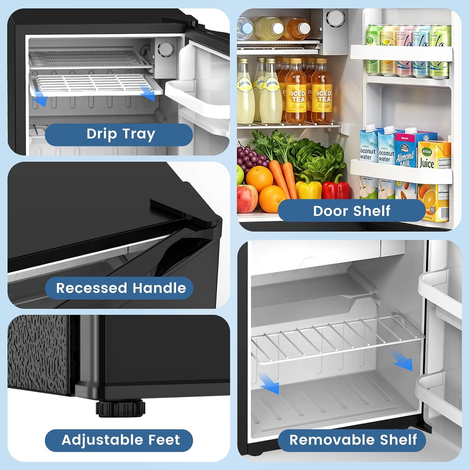 Kismile 1.3 Cu.Ft Mini Fridge, Single Door Compact Refrigerator RE5836 - Image 5