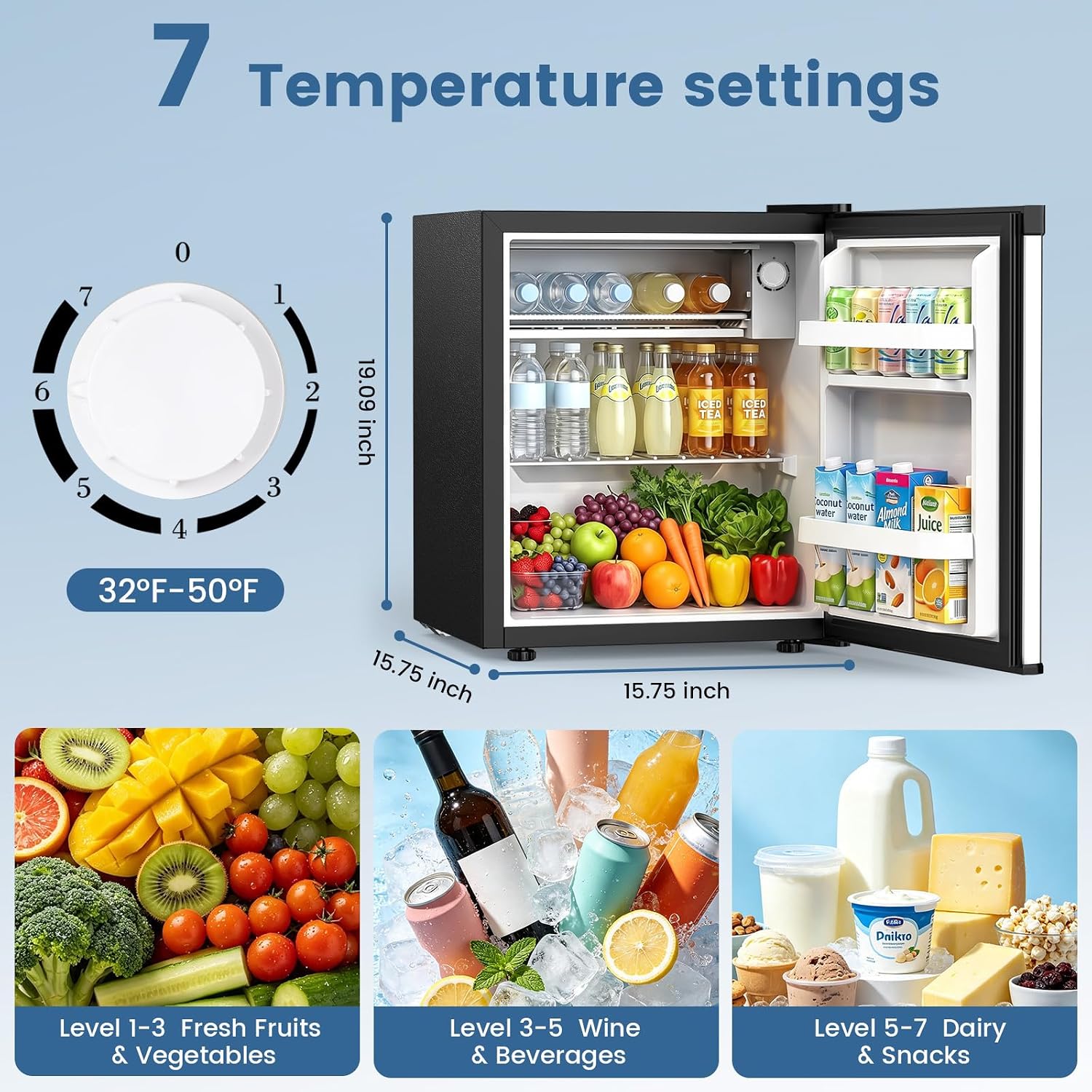 Kismile 1.3 Cu.Ft Mini Fridge, Single Door Compact Refrigerator RE5836 - Image 9