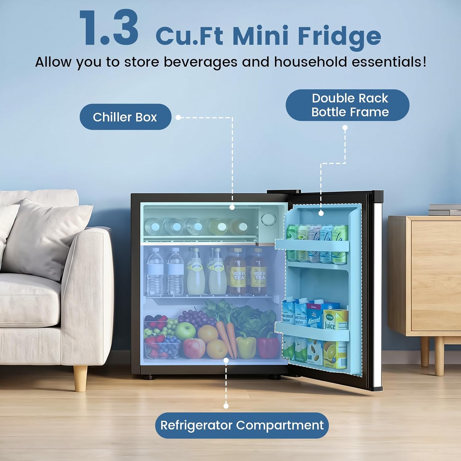 Kismile 1.3 Cu.Ft Mini Fridge, Single Door Compact Refrigerator RE5836 - Image 10